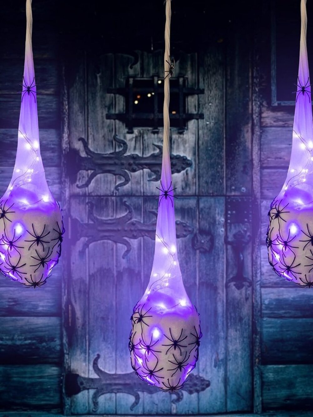 3.2FT Halloween Decoration Hanging Light Up Spider Egg Sacs 3 Packs, Gift for Ha